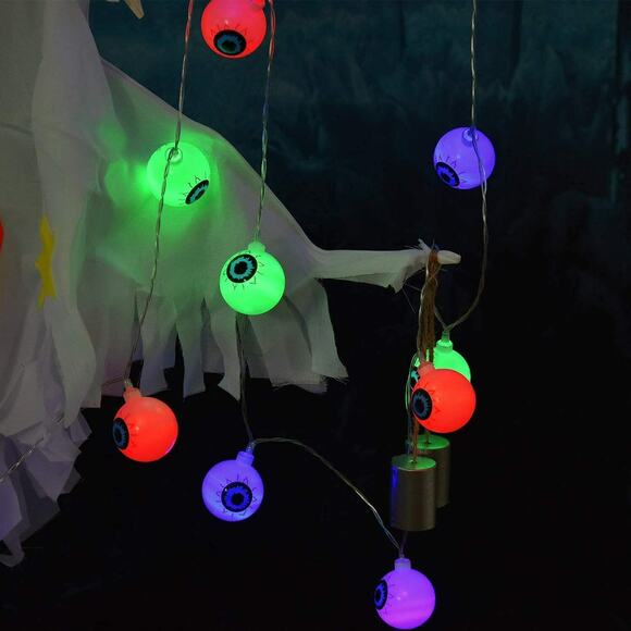 Halloween Eyeball String Lights 16.4ft Eyeball Decorative String Lights 30 LED - Picture 2 of 11
